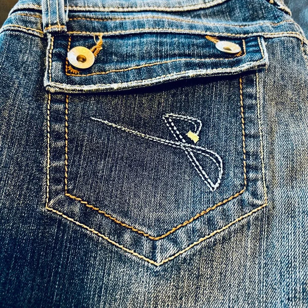 Vintage 90s / Y2K JNCO Dark Wash Distressed Bottom Straight Leg Jeans - Picture 5 of 14
